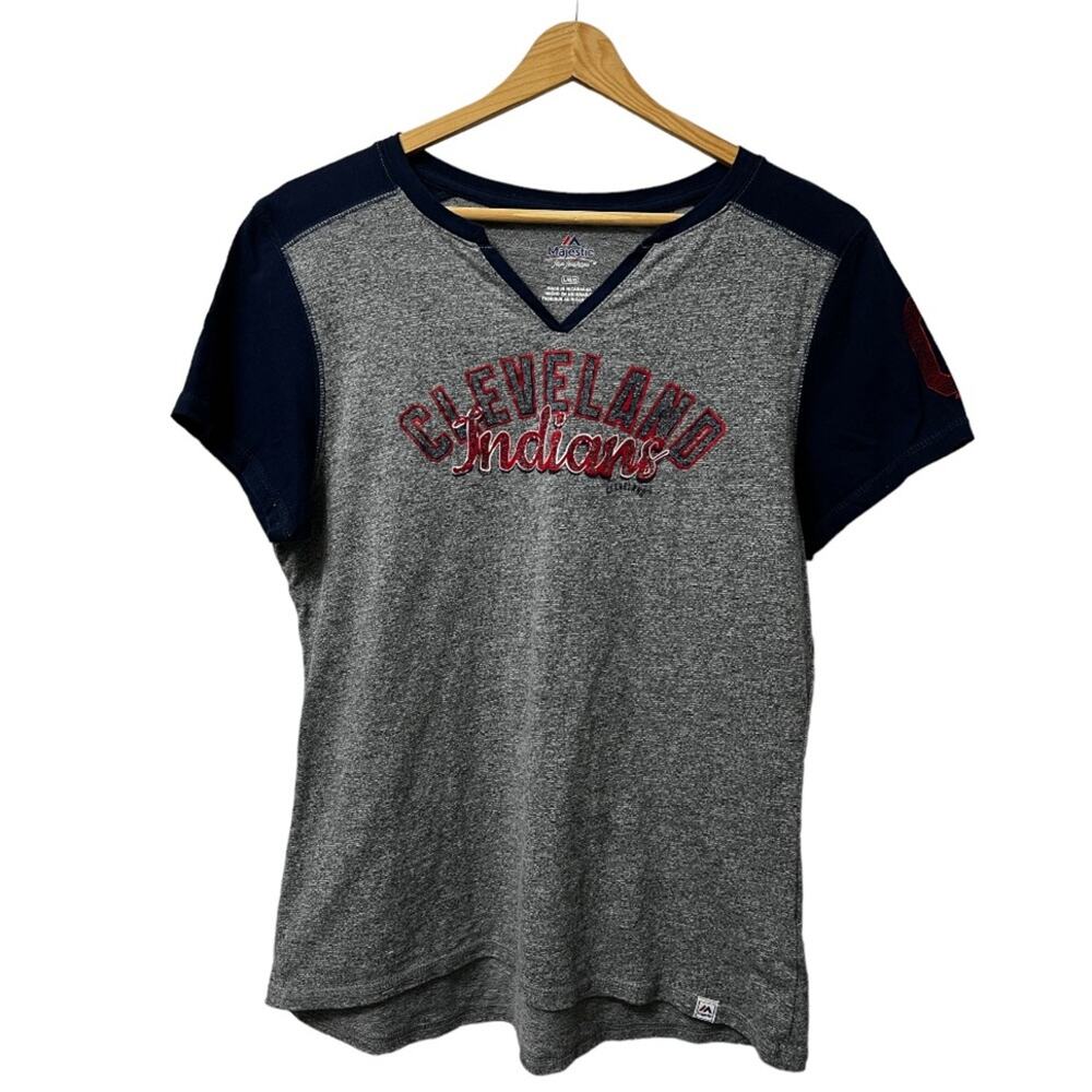 Majestic Women’s L Cleveland Indians Guardians short sleeve MLB Baseball T-Shirt